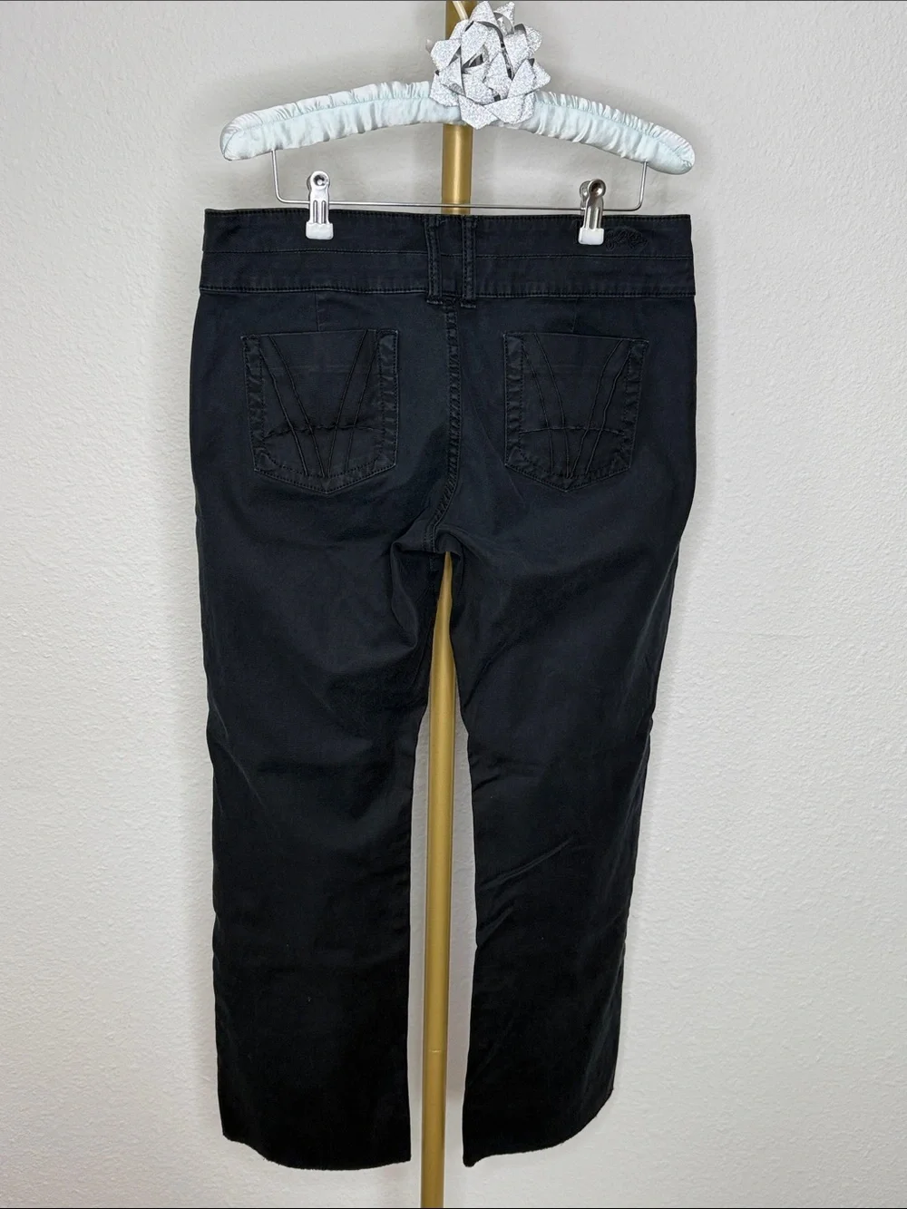 Kut from the Kloth Black Mid Rise Straight Leg Raw Hem Stretch Jeans Size 10